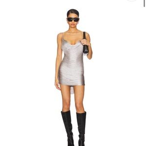 Jaded London Grey Marl Fringe Dress in Silver